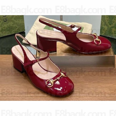 Gucci Heel 5.5cm Women's Horsebit pumps 801893 in patent leather Red 2024