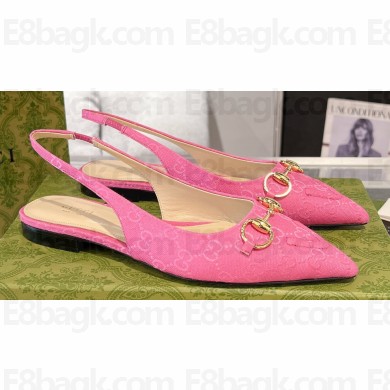 Gucci Women's Horsebit ballet flats 786592 in GG Pink 2024