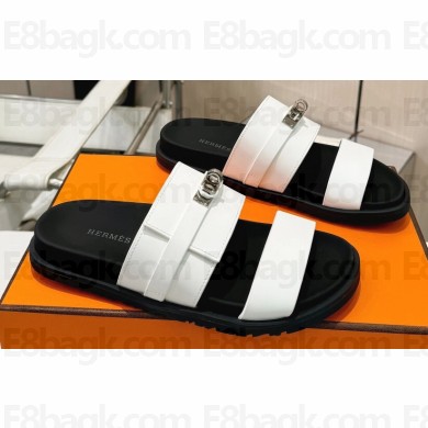Hermes Jackson Women/Men sandals with Kelly buckle in calfskin White 2024