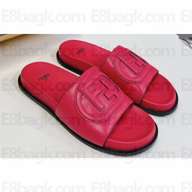 Fendi Calfskin Leather FF Slides Red 2024