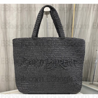 Saint Laurent Tote bag in raffia 776763 Black 2024