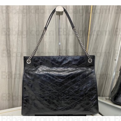 Saint Laurent Large Niki Crinkled Leather Shopping Bag 577998 Black 2024