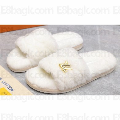 Louis Vuitton Shearling LV Bliss Comfort Mules White 2024