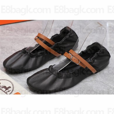 Hermes Jolly ballet flats Black with signature wrap-around ankle strap 2024