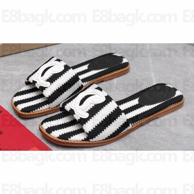 Christian Louboutin timeless CL mules in striped fabric Black 2024