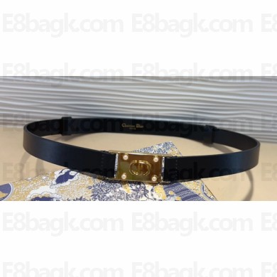 Dior D-Treasure Belt in Smooth Calfskin Black and White Resin Pearls