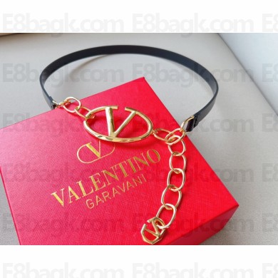 Valentino Vlogo Signature Shiny Calfskin Belt With Chain 02