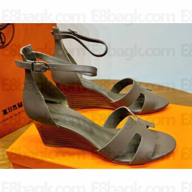 Hermes Legend Wedge sandals in calfskin Gray (original quality)