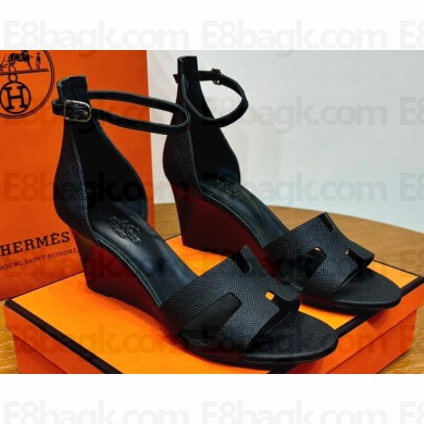 Hermes Legend Wedge sandals in Epsom calfskin Black (original quality)