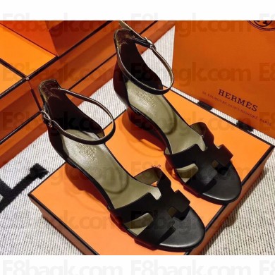 Hermes Legend Wedge sandals in calfskin Black (original quality)