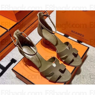 Hermes Legend Wedge sandals in Epsom calfskin Gray (original quality)