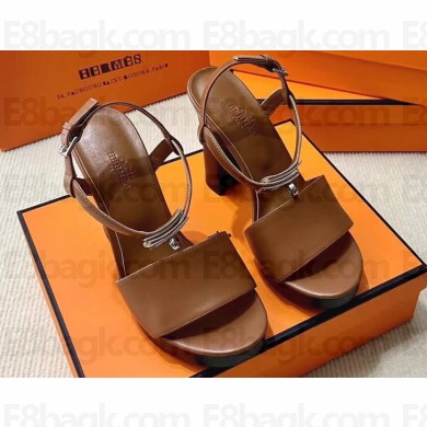 Hermes Elancée Sandals in calfskin Brown (original quality)