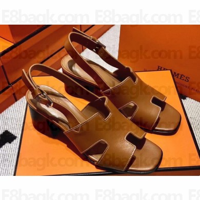 Hermes Elbe 60 sandals in calfskin Brown (original quality)