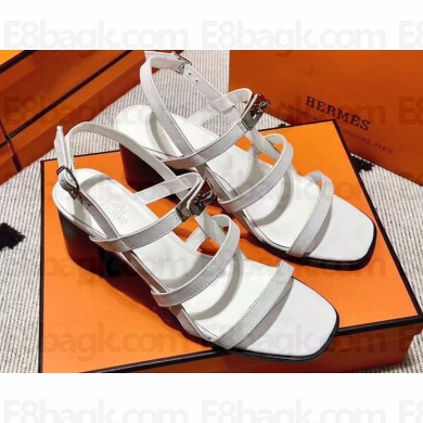 Hermes Eve 60 Sandals in calfskin White (original quality)