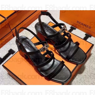 Hermes Eve 60 sandals in calfskin Black (original quality)