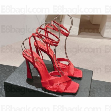 Saint Laurent Heel 10.5cm CORINNE sandals in satin crepe RED 2024