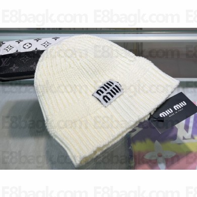 Miu Miu knit beanie Hat White 2024