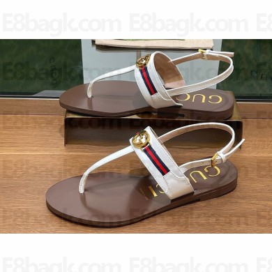 Gucci Interlocking G Web Women/Men sandals 782420 leather White 2024