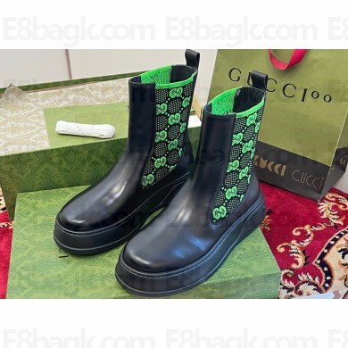 Gucci Heel 4.5cm Women/Men ankle boots with GG jersey Black/Green 2024