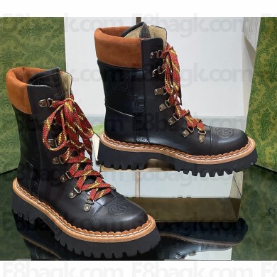 Gucci Women's GG Lace-up ankle boots Black/Multicolor 2024