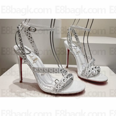 Christian Louboutin Heel 10cm Mafaldina Spikes Leather Sandals White 2024
