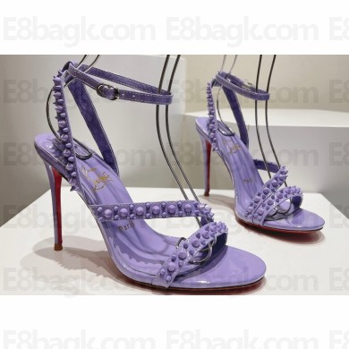 Christian Louboutin Heel 10cm Mafaldina Spikes Leather Sandals Lilac 2024
