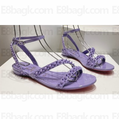 Christian Louboutin Heel 1.5cm Mafaldina Spikes Leather Sandals Lilac 2024