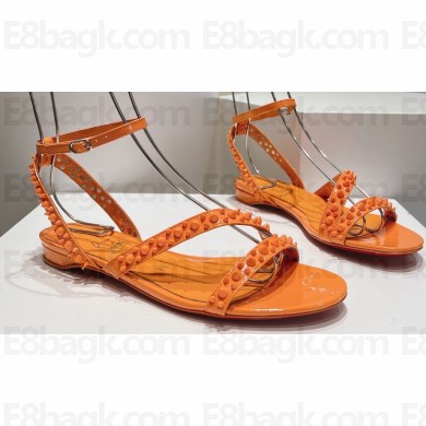 Christian Louboutin Heel 1.5cm Mafaldina Spikes Leather Sandals Orange 2024