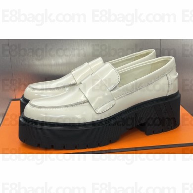 Hermes Heel 4.5cm Ivy loafers in calfskin White 2024