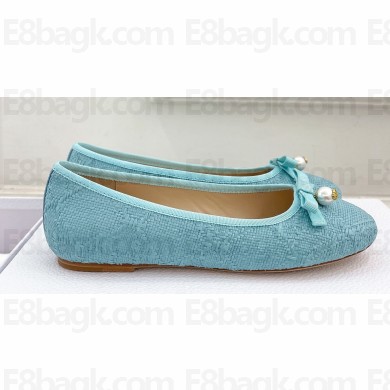 Dior Ballet Flats in Cannage Raffia Blue 2024