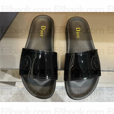 Dior Alias Men's Sandals Patent Black 01 2024