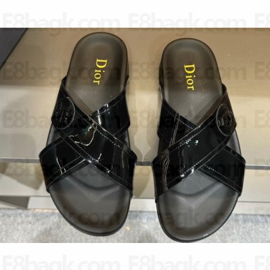 Dior Alias Men's Sandals Patent Black 03 2024