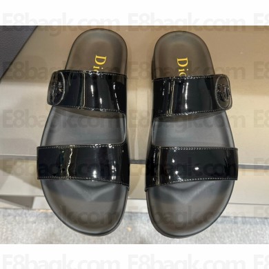 Dior Alias Men's Sandals Patent Black 04 2024
