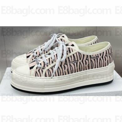 Dior Walk'n'Dior Platform Women/Men Sneakers in Embroidered Cotton with Pale Pink Miss Dior Allover Motif 2024