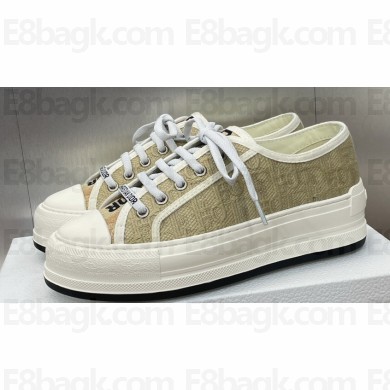 Dior Walk'n'Dior Platform Women/Men Sneakers in Natural Raffia-Effect Cotton Embroidered with Dior Oblique Motif 2024