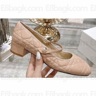 Dior Heel 5cm Ballet Pumps in Quilted Cannage Calfskin Nude 2024