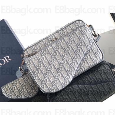 Dior Saddle Triple Pouch Bag in Deep Gray Dior Oblique Jacquard 2024