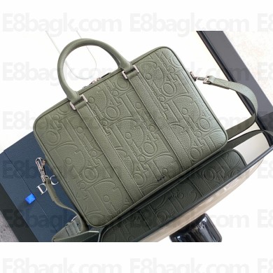 Dior Zipped Briefcase Bag in Khaki Dior Gravity Leather and Khaki Grained Calfskin 2024