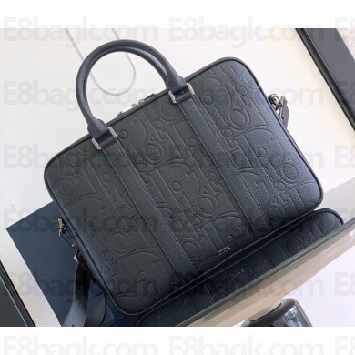 Dior Zipped Briefcase Bag in Black Dior Gravity Leather and Black Grained Calfskin 2024