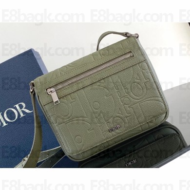 Dior Messenger Bag with Flap in Khaki Dior Gravity Leather and Khaki Grained Calfskin 2024