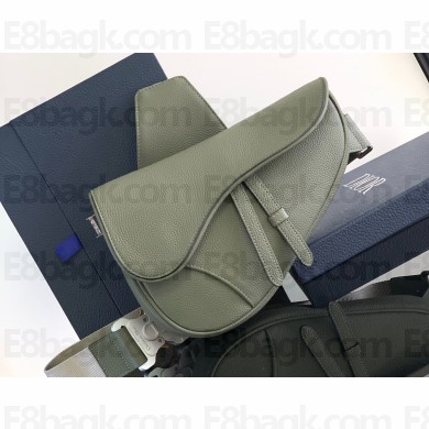 Dior Saddle Bag in Khaki Grained Calfskin 2024