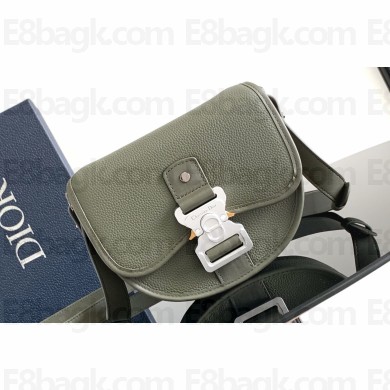 Dior Mini Gallop Bag with Strap in Khaki Grained Calfskin 2024