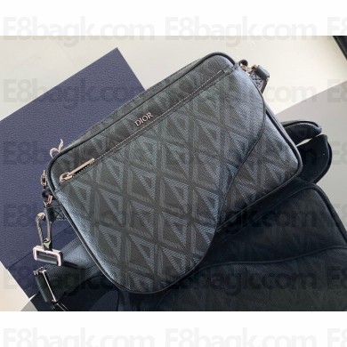 Dior Saddle Triple Pouch Bag in Black CD Diamond Canvas 2024