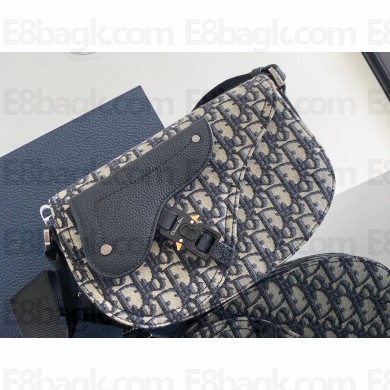 Dior Saddle Messenger Bag in Beige and Black Dior Oblique Jacquard and Black Grained Calfskin 2024