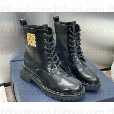 Miss Dior Heel 2.5cm Lace-up Ankle Boots in Black Brushed Calfskin 2024