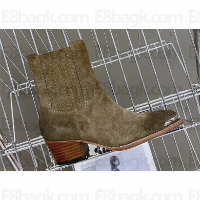Celine Heel 4.5cm Cruiser Boots Chelsea Boot In Suede Khaki 2024