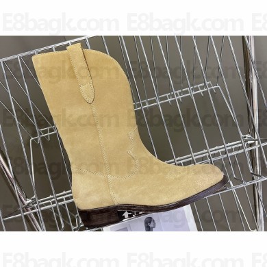 Celine Mid High Boots In Suede Apricot 2024