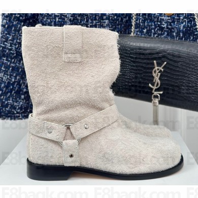 Loewe Campo Biker boot in brushed suede White 2024