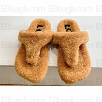 Loewe Ease Toe post shearling Women/Men sandals Brown 2024