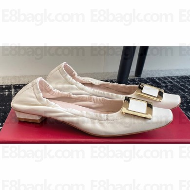Roger Vivier Elastic piping Metal Buckle Ballerinas White 2024